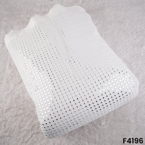 Dyeable Mirror Work Thread Embroidered Georgette Fabric-F4196